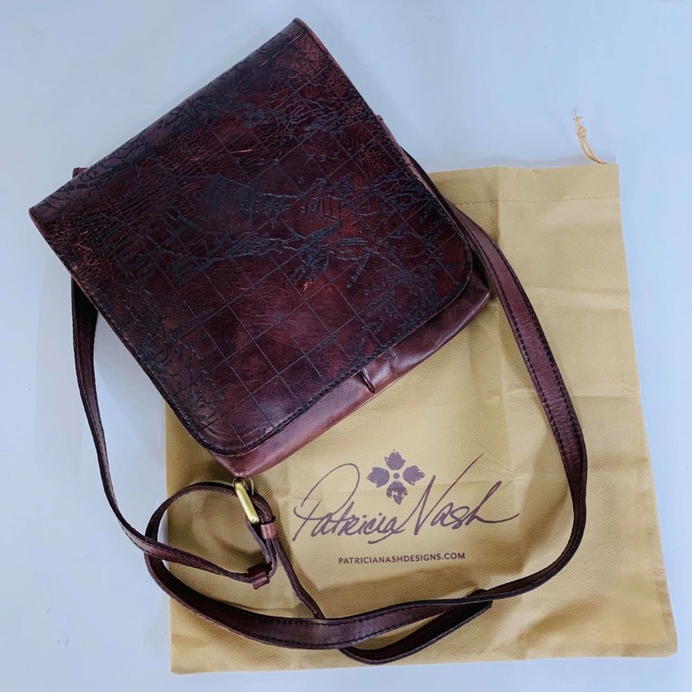 Patricia Nash GRANADA Vintage Leather Map Rust